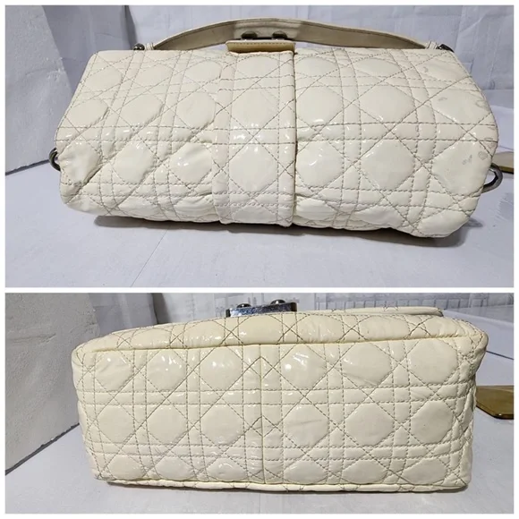 Authentic CHRISTIAN DIOR Lambskin Patent Cannage New Lock Flap Shoulder Bag - Picture 6 of 16